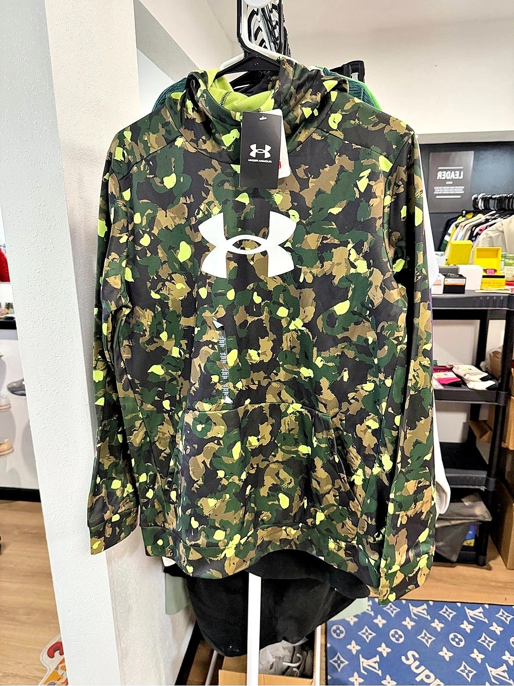 Under Armour Youth Rival Fleece Camo Hoodie Green & Black XL